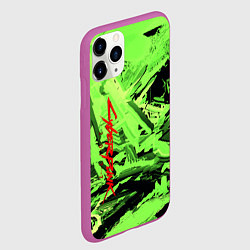 Чехол iPhone 11 Pro матовый Cyberpunk 2077: Green Breaks, цвет: 3D-фиолетовый — фото 2
