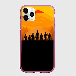 Чехол iPhone 11 Pro матовый Red Dead Redemption: Orange Sun, цвет: 3D-малиновый