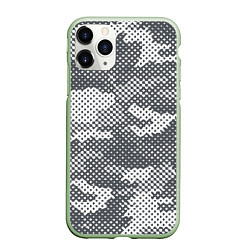 Чехол iPhone 11 Pro матовый Серый камуфляж, цвет: 3D-салатовый