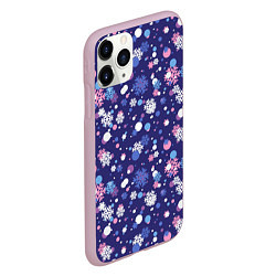 Чехол iPhone 11 Pro матовый Снежинки и конфетти, цвет: 3D-розовый — фото 2