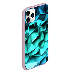 Чехол iPhone 11 Pro матовый Бирюзовые грани, цвет: 3D-розовый — фото 2