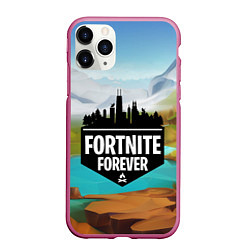 Чехол iPhone 11 Pro матовый Fortnite Forever, цвет: 3D-малиновый