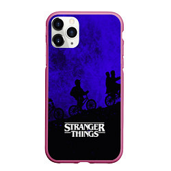 Чехол iPhone 11 Pro матовый Stranger Things: Moon Biker, цвет: 3D-малиновый