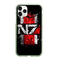 Чехол iPhone 11 Pro матовый Mass Effect N7, цвет: 3D-салатовый