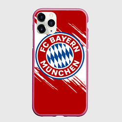 Чехол iPhone 11 Pro матовый ФК Бавария, цвет: 3D-малиновый