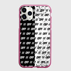 Чехол iPhone 11 Pro матовый Off-White: Black & White, цвет: 3D-малиновый