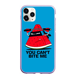 Чехол iPhone 11 Pro матовый Ты не можешь меня укусить - арбуз ниндзя, цвет: 3D-светло-сиреневый