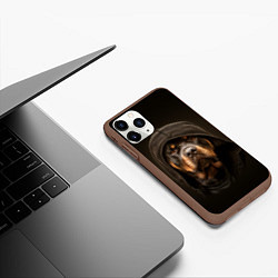 Чехол iPhone 11 Pro матовый Ротвейлер в капюшоне, цвет: 3D-коричневый — фото 2