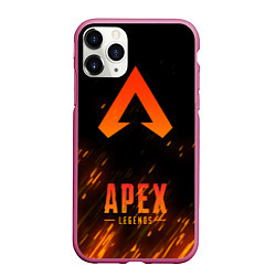 Чехол iPhone 11 Pro матовый Apex Legends: Orange Flame, цвет: 3D-малиновый