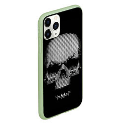 Чехол iPhone 11 Pro матовый Пиксельный череп, цвет: 3D-салатовый — фото 2