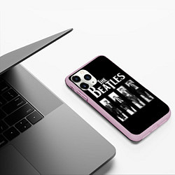 Чехол iPhone 11 Pro матовый The Beatles: Black Side, цвет: 3D-розовый — фото 2