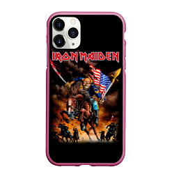 Чехол iPhone 11 Pro матовый Iron Maiden: USA Warriors, цвет: 3D-малиновый