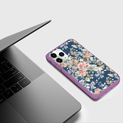 Чехол iPhone 11 Pro матовый Цветущие розы, цвет: 3D-фиолетовый — фото 2