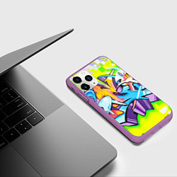 Чехол iPhone 11 Pro матовый Неоновая кислота, цвет: 3D-фиолетовый — фото 2