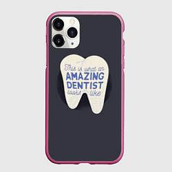 Чехол iPhone 11 Pro матовый Amazing Dentist, цвет: 3D-малиновый