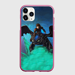 Чехол iPhone 11 Pro матовый Как приручить дракона, цвет: 3D-малиновый