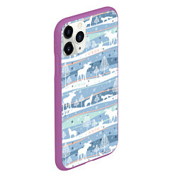 Чехол iPhone 11 Pro матовый Зимний мотив, цвет: 3D-фиолетовый — фото 2