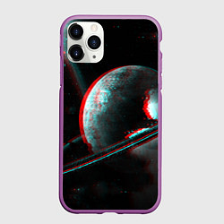 Чехол iPhone 11 Pro матовый Cosmos Glitch, цвет: 3D-фиолетовый
