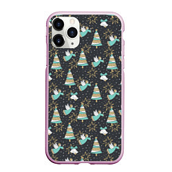 Чехол iPhone 11 Pro матовый Рождественские ангелы, цвет: 3D-розовый