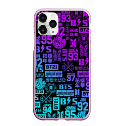 Чехол iPhone 11 Pro матовый BTS Logos, цвет: 3D-розовый