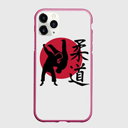 Чехол iPhone 11 Pro матовый Дзюдо бойцы, цвет: 3D-малиновый