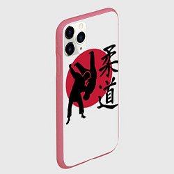 Чехол iPhone 11 Pro матовый Дзюдо бойцы, цвет: 3D-малиновый — фото 2