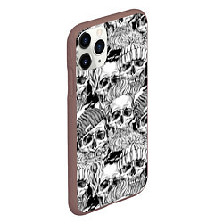 Чехол iPhone 11 Pro матовый Hipster skulls, цвет: 3D-коричневый — фото 2