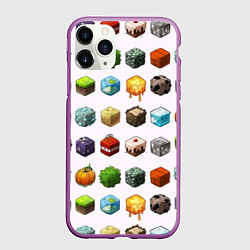 Чехол iPhone 11 Pro матовый Minecraft Cubes, цвет: 3D-фиолетовый