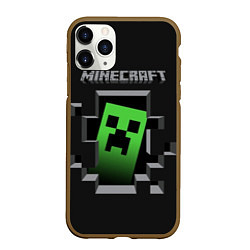 Чехол iPhone 11 Pro матовый Minecraft Creeper, цвет: 3D-коричневый