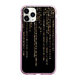 Чехол iPhone 11 Pro матовый Золотые мерцающие блестки, цвет: 3D-розовый
