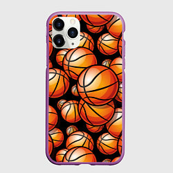 Чехол iPhone 11 Pro матовый Баскетбольные яркие мячи, цвет: 3D-фиолетовый
