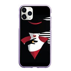 Чехол iPhone 11 Pro матовый Женщина в шляпе поп-арт, цвет: 3D-светло-сиреневый