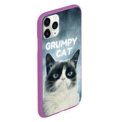 Чехол iPhone 11 Pro матовый Grumpy Cat, цвет: 3D-фиолетовый — фото 2