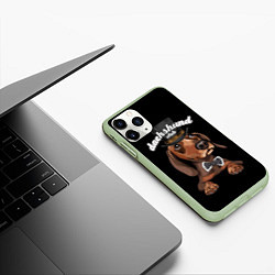 Чехол iPhone 11 Pro матовый Dachshund Club, цвет: 3D-салатовый — фото 2