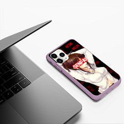 Чехол iPhone 11 Pro матовый Anime Senpai, цвет: 3D-сиреневый — фото 2