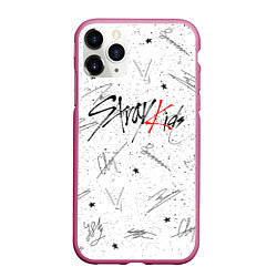 Чехол iPhone 11 Pro матовый STRAY KIDS АВТОГРАФЫ, цвет: 3D-малиновый