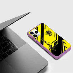 Чехол iPhone 11 Pro матовый Cyberpunk 2077: Yellow Samurai, цвет: 3D-фиолетовый — фото 2