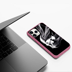 Чехол iPhone 11 Pro матовый Wind - smoky skull, цвет: 3D-малиновый — фото 2