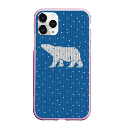 Чехол iPhone 11 Pro матовый Свитер с медведем, цвет: 3D-розовый