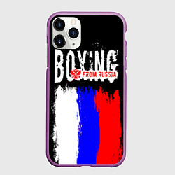 Чехол iPhone 11 Pro матовый Boxing from Russia, цвет: 3D-фиолетовый