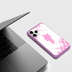Чехол iPhone 11 Pro матовый Billie Eilish: Pink Style, цвет: 3D-фиолетовый — фото 2