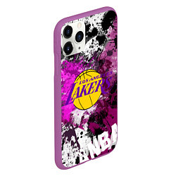 Чехол iPhone 11 Pro матовый Лос-Анджелес Лейкерс, Los Angeles Lakers, цвет: 3D-фиолетовый — фото 2