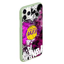 Чехол iPhone 11 Pro матовый Лос-Анджелес Лейкерс, Los Angeles Lakers, цвет: 3D-салатовый — фото 2