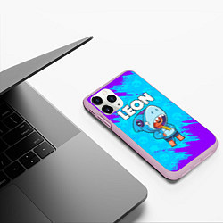 Чехол iPhone 11 Pro матовый BRAWL STARS LEON SHARK, цвет: 3D-розовый — фото 2