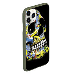 Чехол iPhone 11 Pro матовый Graffiti - Skull, цвет: 3D-темно-зеленый — фото 2