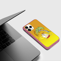 Чехол iPhone 11 Pro матовый Happy New Year - Santa on the beach, цвет: 3D-малиновый — фото 2