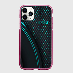 Чехол iPhone 11 Pro матовый Mass Effect N7, цвет: 3D-малиновый