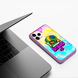 Чехол iPhone 11 Pro матовый BRAWL STARS LEON, цвет: 3D-фиолетовый — фото 2