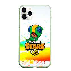 Чехол iPhone 11 Pro матовый BRAWL STARS LEON, цвет: 3D-салатовый