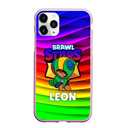 Чехол iPhone 11 Pro матовый BRAWL STARS LEON, цвет: 3D-розовый